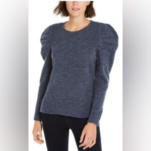 INC International Concepts Size XS Crewneck Long Puffed Sleeve Gray/Blue Sweater